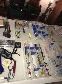 LOTS OF FISHING TACKLE, BAIT, LURES, FISHING POLES AND REELS