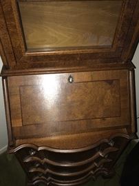 ANTIQUE MAHOGANY SLIM SECRETARY DESK-24.5” WIDTH X 75” HEIGHT X 16.5”DEPTH