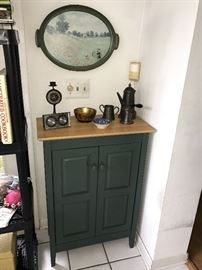 WOODEN GREEN SIDE CABINET