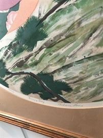 "BREEZY DAY" ORIENTAL FRAMED LITHOGRAPH SIGNED
