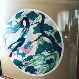 "BREEZY DAY" ORIENTAL FRAMED LITHOGRAPH SIGNED