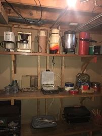 VINTAGE JARS, THERMOS, COFFEE MAKERS, BASKETS AND MORE