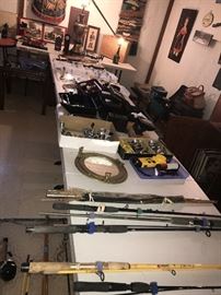 LOTS OF FISHING TACKLE, BAIT, LURES, FISHING POLES AND REELS