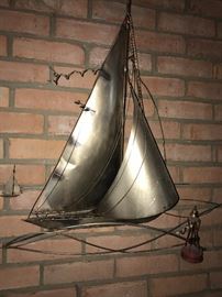 CURTIS JERE METAL SHIP WALL SCULPTURE 1979