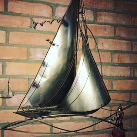 CURTIS JERE METAL SHIP WALL SCULPTURE 1979