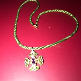 14K GOLD GEMSTONE NECKLACE