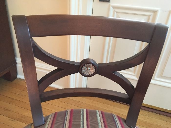 Close-up View. AVAILABLE FOR PRE-SALE: Neo-classical chair with sabre leg x 10. These are available for pre-sale only if purchased with the custom round dining table.