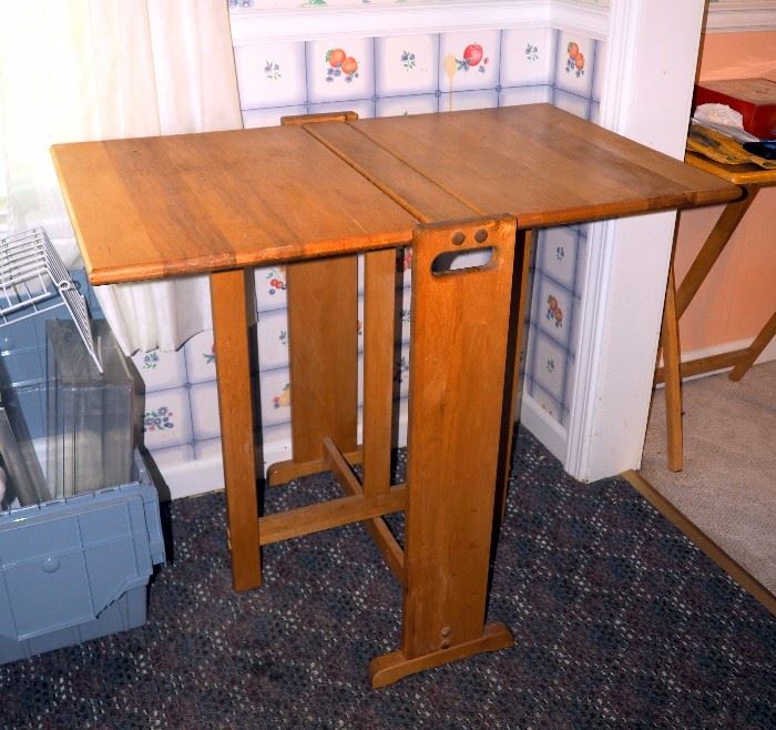 Folding Wood Side Table 30"H x 24"W x 36"D, Folded 10.5"W