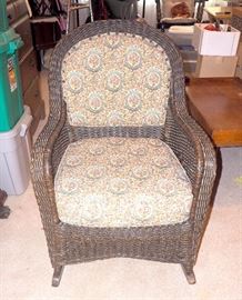 Wicker Rocking Chair, Nail Head Accents