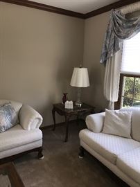 ORNATE WOOD AND GLASS SIDE TABLE