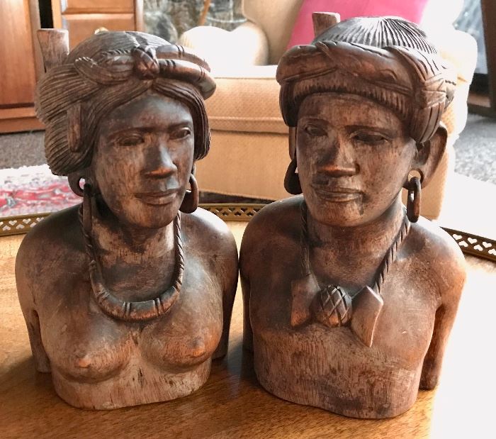 Hand Carved Wooden Busts