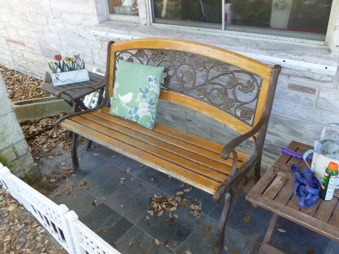 Wrought Iron & Wood Bench