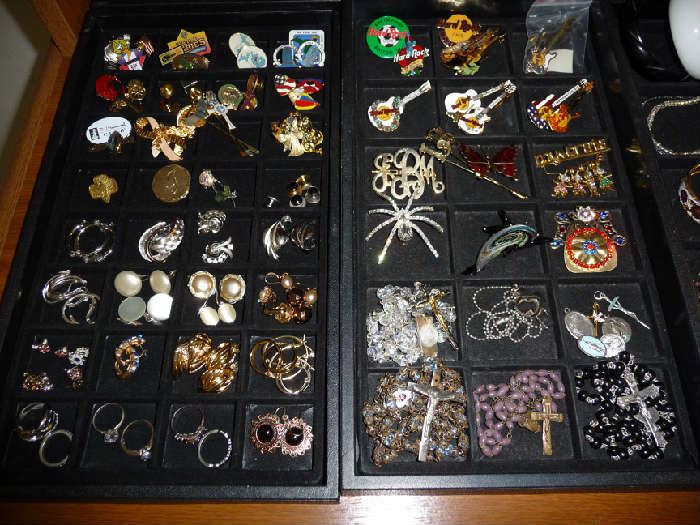 EARRINGS, PINS AND ROSARIES