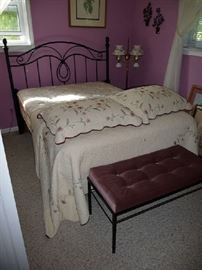 METAL HEADBOARD, MATTRESS SET, BENCH