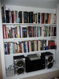 BOOKS, STEREO EQUIPMENT