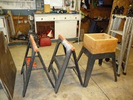 SAW HORSES, LADDER