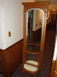 Wooden Entryway Hall Tree w/ Mirror