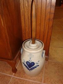 Rowe Pottery Works Stoneware Butter Crock & Lid