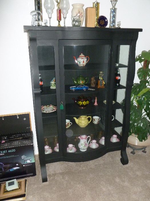 Antique Oak China Cabinet - Painted black