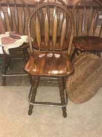 Set of 4 Wood Bar Stools 