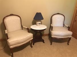 Antique Chair and Marble Top End Table 