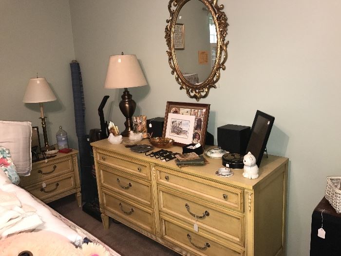 French Provincial Dresser, Night stand, there is also a queen bed 