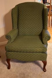 Beautifully Upholstered Wing Back Chair with Queen Anne Legs