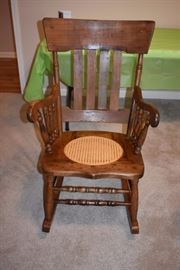 Antique Mission Back Rocker with Cane Seat
