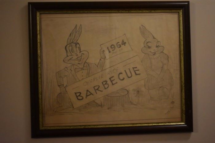 A piece of Framed Art Local History: Commemorating the Charlie Rice Bar-be-que 1964