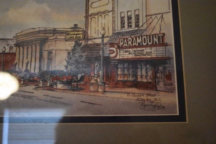 Framed Art Watercolor: Street Scene of Days now Gone By - Signed by Artist