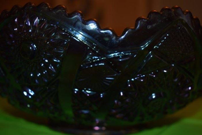 Antique Deep Purple Carnival Glass Bowl
