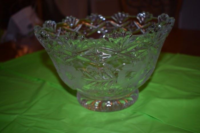 Vintage Bowl with Flower Etchings