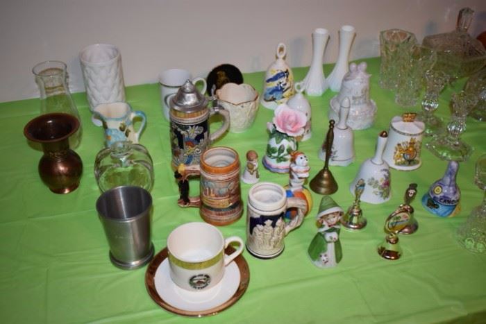German Stein, Bells & other Vintage Items pictured here