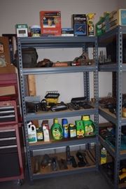 Metal Shelving Units and Other Items in Garage