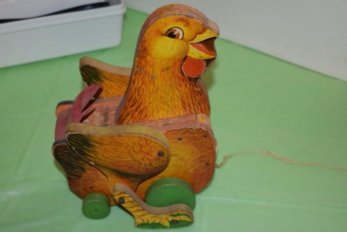 Antique Child's Pull Along Chicken by Fisher Price