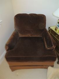 Dark brown chair, crushed velvet, very comfortable