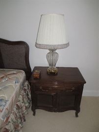 One of two ends tables, one of two glass lamps