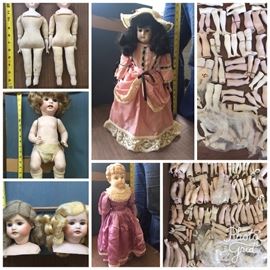 Vintage china/porcelain dolls and doll parts. 