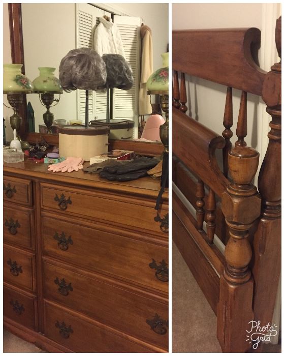 Kline maple double bed and dresser