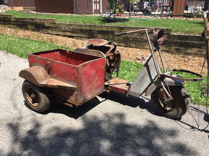 Cushman motor scooter with side cart! SOLD