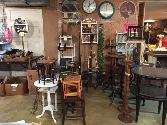 Furniture, hat stands, and clocks!