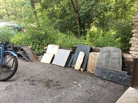 Slabs of marble  and slate, scooter wheels, ramps!