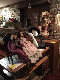 2 gorgeous French boudoir dolls, a fabulous French lady store display, and a cast plaster telephone lady greet you as you enter the Family Room!