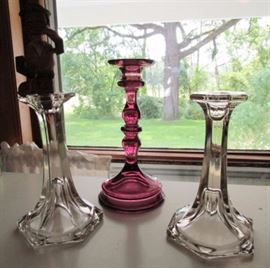 Amethyst and crystal candle sticks