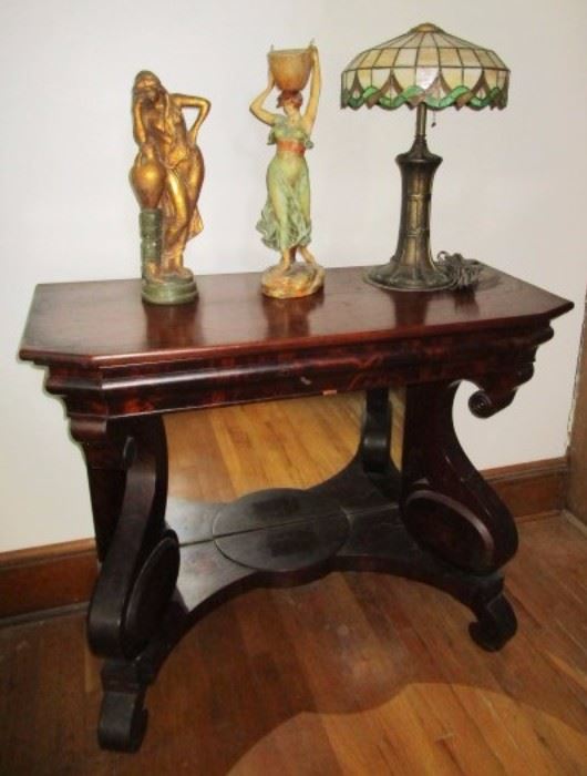 Mahogany hall table w/ mirror in base