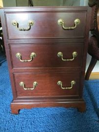 Barley Collection Ltd.  3 Drawers Mahogany                     22'' hgt.    15.5'' wdth   12.25'' dpth