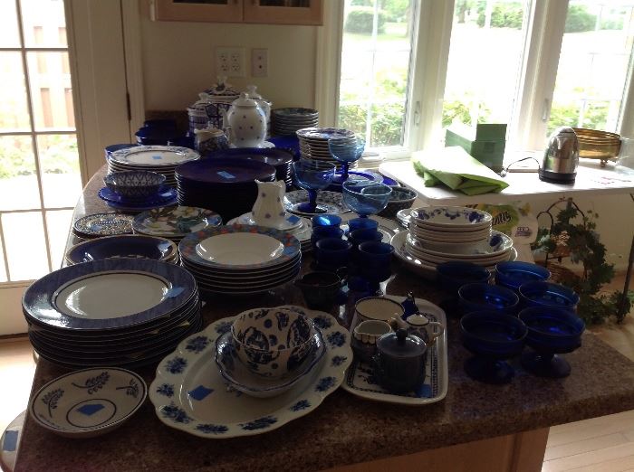 She loved colbalt blue!!!  Dishes, stemware, canister set, bowls etc.  some  included Flow blue