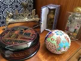 Many little precious smalls throughout the sale, including these painted perfume bottles