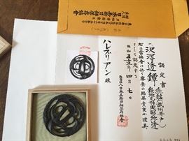 This Tsuba is one for the collectors, and we will have many more that may not have the paperwork, but are certainly true works of art.