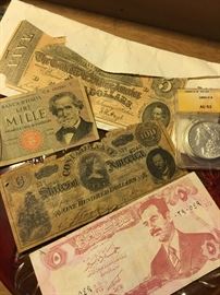US Confederate bills (T-49 and T-69) and some interesting foreign currency